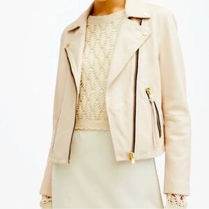 NWT • AllSaints Cream Leather Jacket